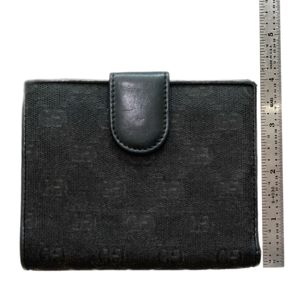 Vintage Gucci Wallet - Black Leather with GG Black Web Canvas Fabric - Serial # - Picture 11 of 12